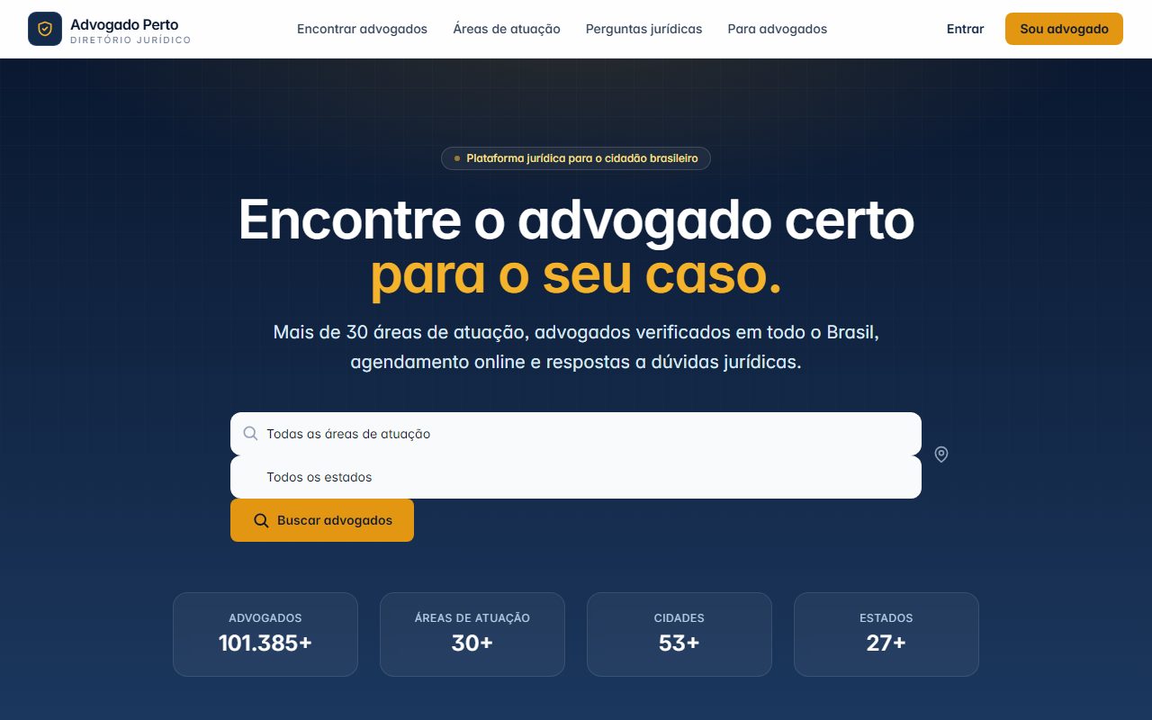 Advogado Perto — Brezilya Avukat Bulma Platformu