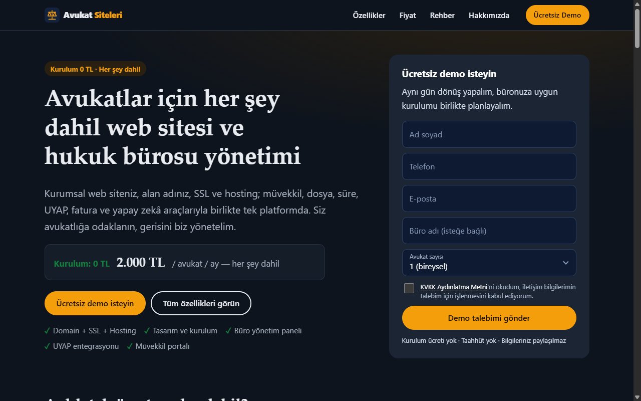 Avukat Siteleri — Avukat Web Sitesi ve Büro Yönetimi