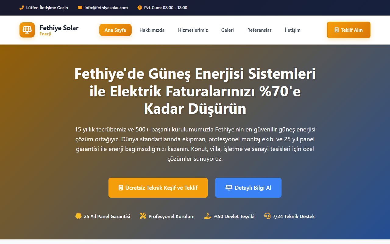 Fethiye Solar — Güneş Enerjisi Kurulum Hizmetleri