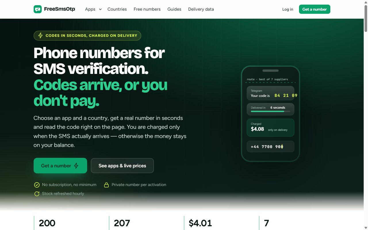 FreeSmsOtp — Online SMS Doğrulama Servisi