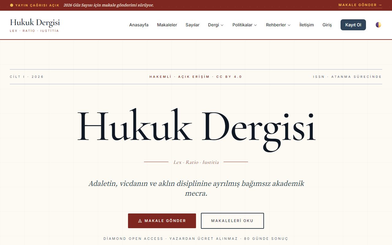 Hukuk Dergisi — Açık Erişim Akademik Hukuk Dergisi