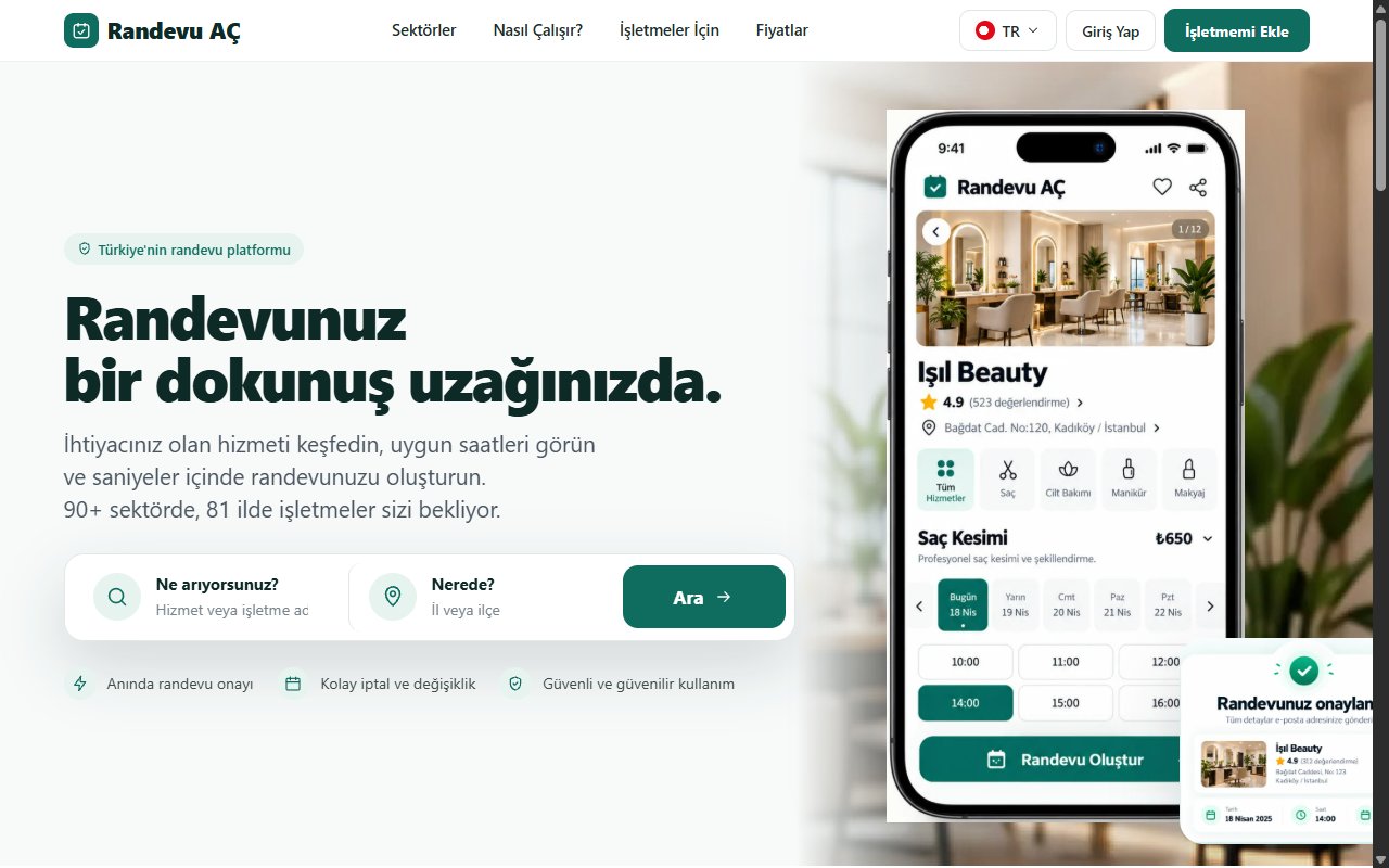 Randevu AÇ — Online Randevu Platformu