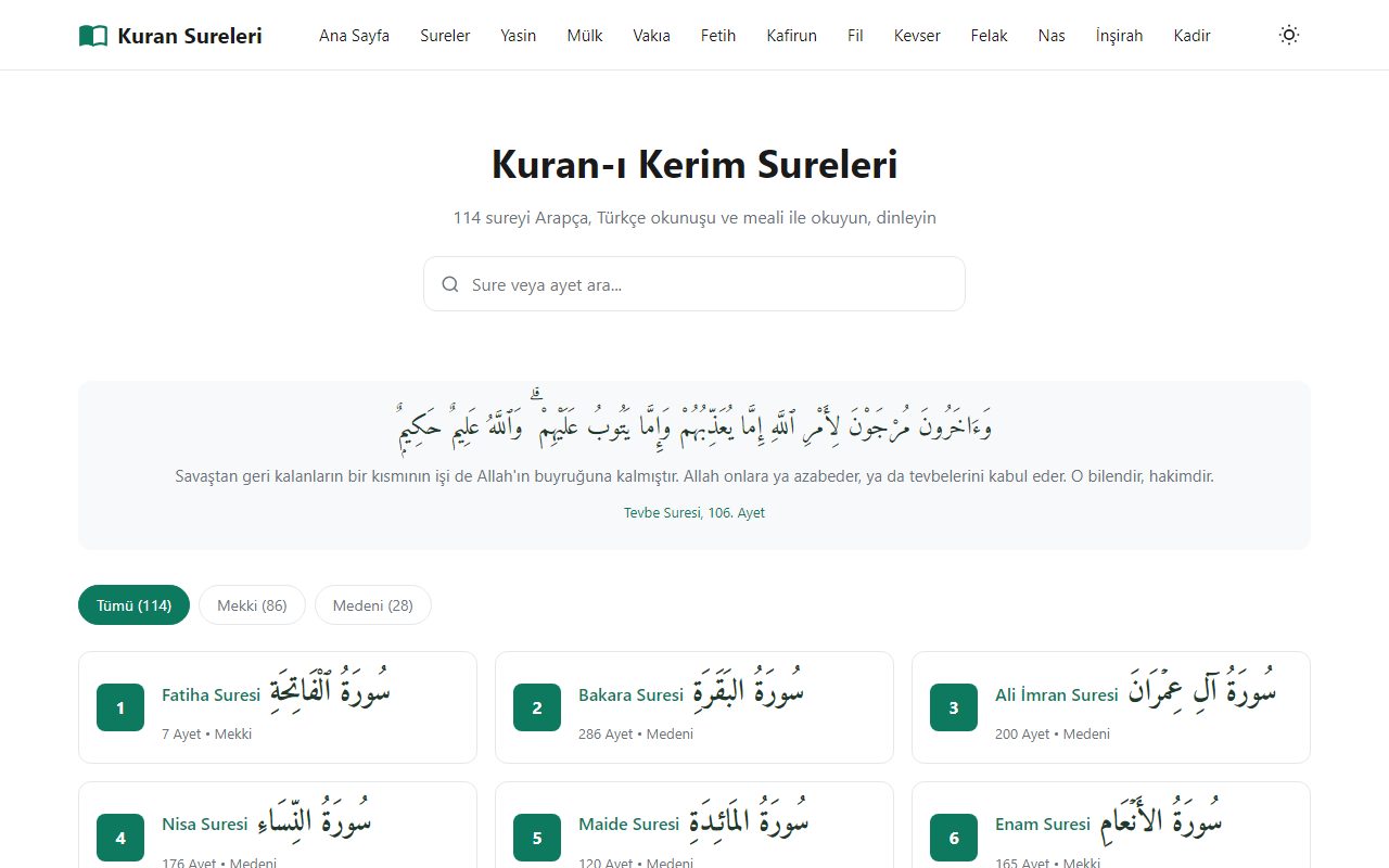 Sûresi.net — Kuran-ı Kerim Sureleri Dinle ve Oku