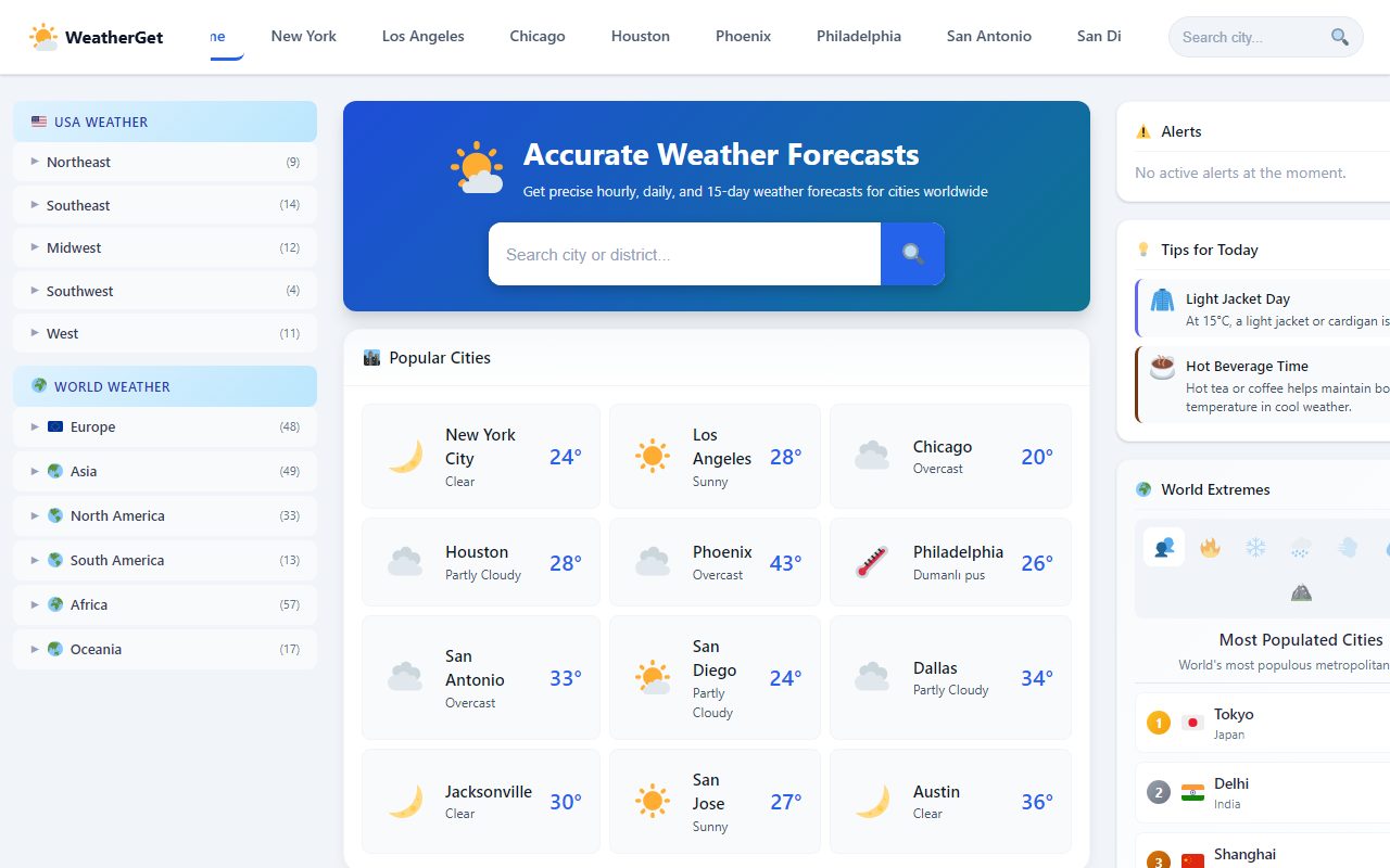 WeatherGet.com - Global Hava Durumu Servisi